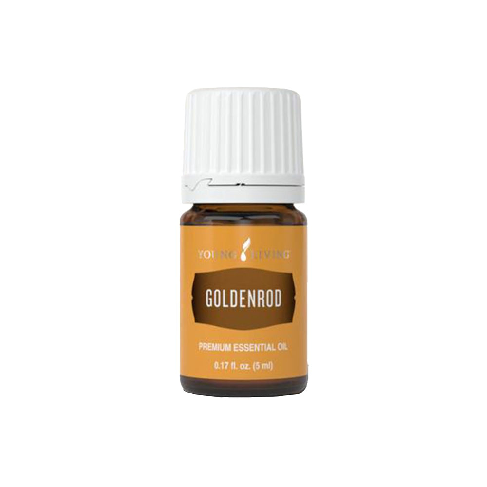 Young Living Goldenrod essential oil bottle pour for a warm, inviting aroma