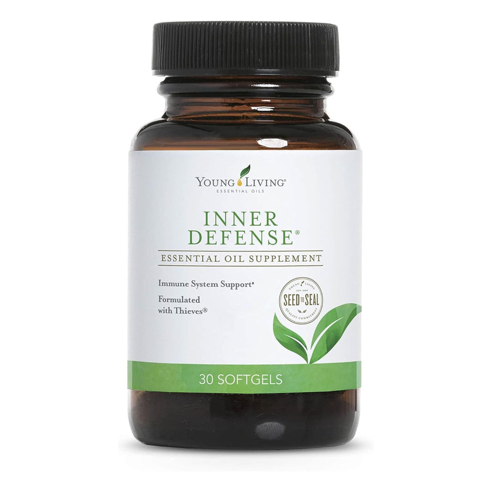 Young Living Inner Defense softgel bottle for daily immune support.