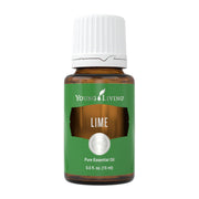 Young Living Lime essential oil bottle with pour ready for diffusion.