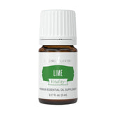 Young Living Lime Vitality 5ml bottle close-up for culinary use.