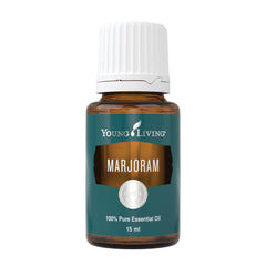 Young Living Marjoram essential oil bottle shows calming herbal aroma