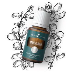 Marjoram essential oil massage application by Young Living for relaxed muscles