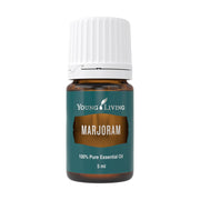Young Living Marjoram essential oil bottle closeup for relaxation