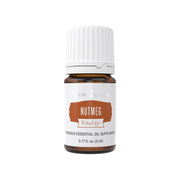 Young Living Nutmeg Vitality bottle pour adds warm, spicy aroma to dishes