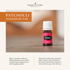 Young Living Patchouli essential oil diffuser creating a tranquil room ambiance.