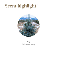 Close-up of Young Living Pine essential oil 5ml label emphasizing purity
