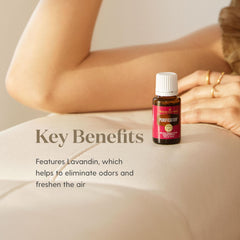 Young Living Purification 5ml bottle with diffuser use shows multi purpose aroma option
