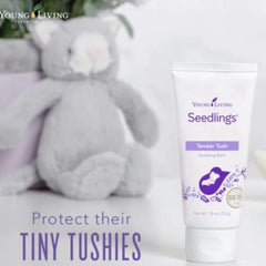 Close-up of Seedlings Tender Tush balm jar showing creamy texture