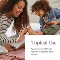 Topical SleepyIze application on a child’s chest for calm.