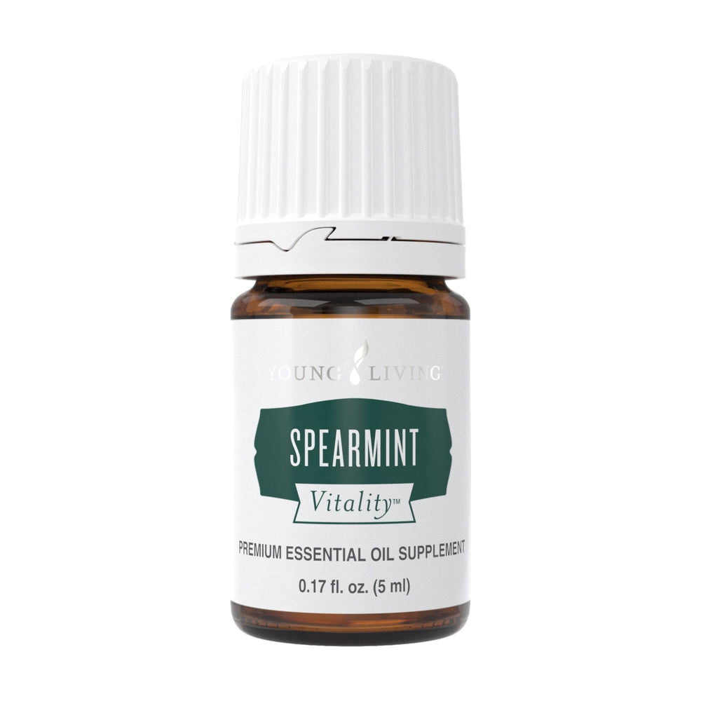Young Living Spearmint Vitality 5ml bottle ready for culinary use and flavor exploration.