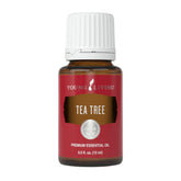 Young Living Tea Tree Oil bottle for skincare and home use.