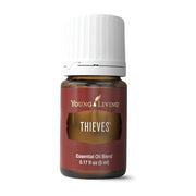Young Living Thieves 5ml bottle close-up with label for everyday aroma.