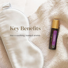Young Living Tranquil roll-on label close-up highlights calming fragrance.