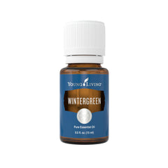Young Living Wintergreen bottle close-up, a refreshing aroma ready to uplift mood.
