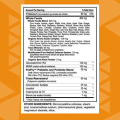Label closeup of Youngevity Beyond Tangy Tangerine 2.0 highlighting organic features