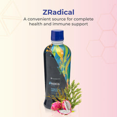 Youngevity ZRadical fucoidan label closeup showing vitamin C and berry blend for daily wellness
