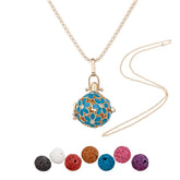 YoungJewl blue chrysanthemum diffuser necklace with rhinestone centerpiece for daily elegance