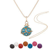 YoungJewl blue chrysanthemum diffuser necklace with rhinestone centerpiece for daily elegance