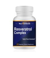 Your Nutritionist Resveratrol bottle front showing 520 mg formula for daily antioxidant support.