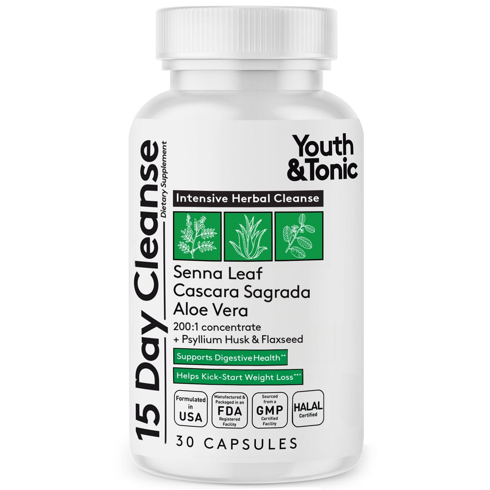 Youth & Tonic 15 Day Cleanse bottle front supports gut detox goals