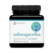 Youtheory Ashwagandha bottle close-up for daily stress support.