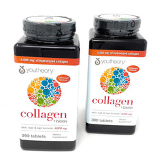Youtheory Collagen bottle back showing serving size and vitamin content