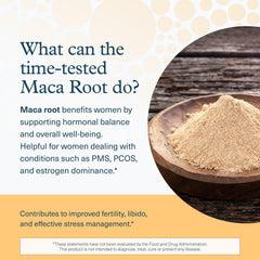 Youtheory Women's Maca Root capsules close-up emphasizing vegan wellness