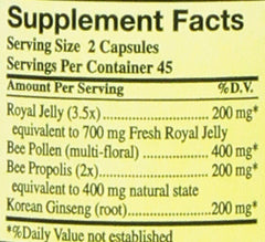 YS Eco Bee Farms Korean ginseng capsules bottle close-up for daily balance.