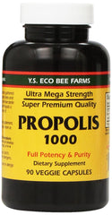 YS Eco Bee Farms Propolis Raw 1000mg bottle shown for daily use.