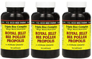 YS Eco Bee Farms royal jelly 3-pack bottle close-up for daily vitality.