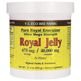 YS Eco Bee Farms royal jelly in honey jar being poured for daily nourishment