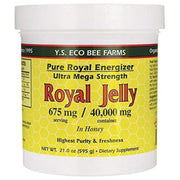 YS Eco Bee Farms royal jelly in honey jar being poured for daily nourishment