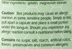 YS Organics Bee Pollen bottle side view highlighting gluten-free formula.