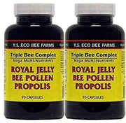 Ys Organic Bee Farms Triple Bee Complex royal jelly bottle for daily vitality and natural nourishment.