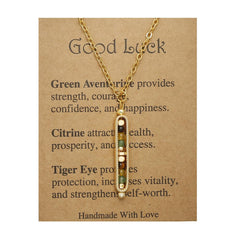 Yspokfay healing crystals necklace with golden chain and natural stones