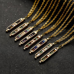 Yspokfay Spiritual Energy Stone Pendant closeup highlighting golden chain for mindful wear.
