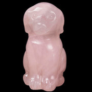 Ytbeoxk Rose Quartz Dog Sculpture front view showing intricate carving for serene decor