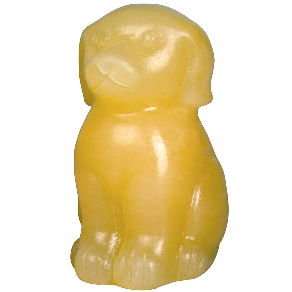 Ytbeoxk Yellow Jade Dog Sculpture close-up, highlighting handcrafted detail for stylish desk decor