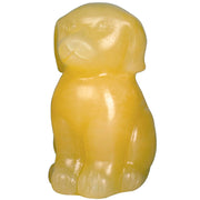 Ytbeoxk Yellow Jade Dog Sculpture close-up, highlighting handcrafted detail for stylish desk decor