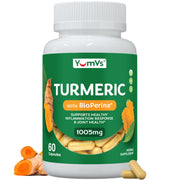 YUM-V'S turmeric capsules bottle front view for daily joint support.