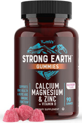 YUM-V'S calcium magnesium zinc gummies bottle for bone support and daily wellness.