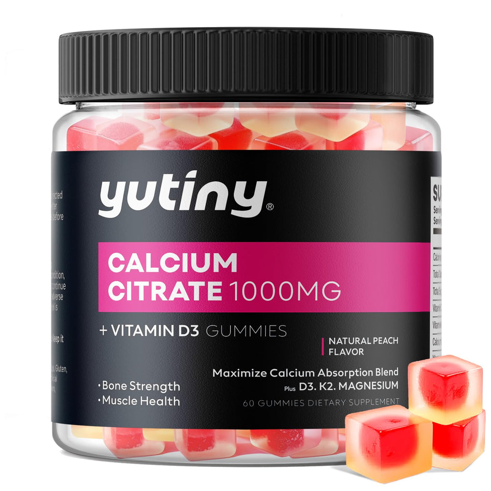 Yutiny liquid-filled calcium citrate gummies with fruity center promoting easy absorption