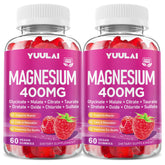 YUULAI Magnesium Complex Gummies raspberry bottle for daily wellness support