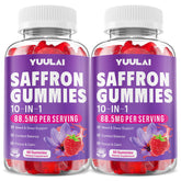 YUULAI saffron gummies bottle front for daily mood and focus support.