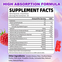 Close-up of Yuulai saffron gummies jar label highlighting 10-in-1 formula.
