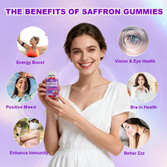 YUULAI saffron gummies serving size and dosage illustration.