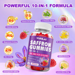 YUULAI saffron gummies raspberry flavor appealing to kids and adults.
