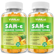 YUULAI SAM-e Gummies bottle shows pineapple flavor and high-potency daily support.