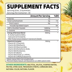 YUULAI SAM-e Gummies pineapple flavor close-up for tasty daily supplement.