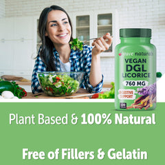 Close-up of Yuve DGL Licorice label highlighting gluten-free and non-GMO features.